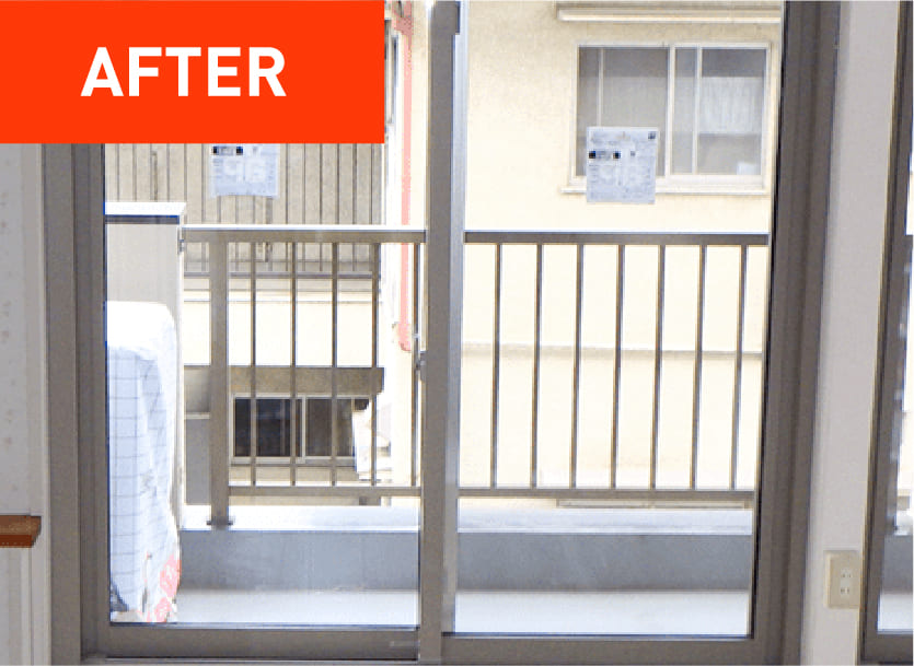 施工後の窓（中桟なしの引き違い）